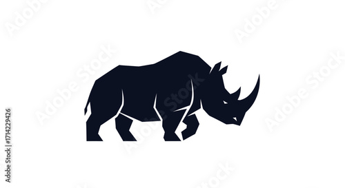 Powerful Black Rhinoceros Silhouette.