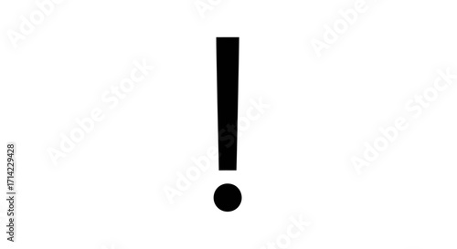 Black exclamation mark on a white background.