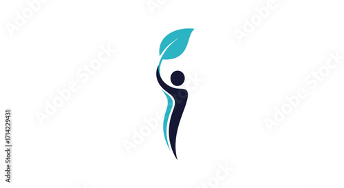 Abstract human figure with leaf wellness concept healthy lifestyle body care positive energy holistic approach.