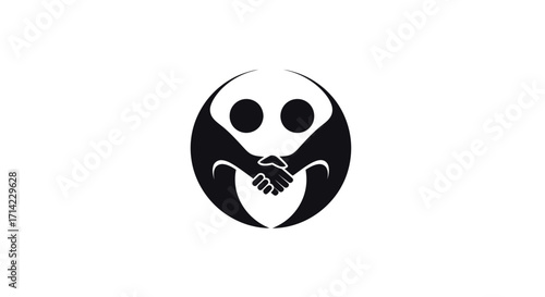 Abstract Yin Yang Handshake Logo Design.