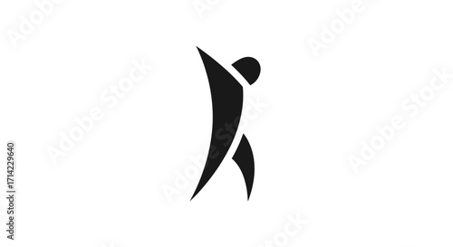Stylized Silhouette of a Person in Dynamic Upward Movement.