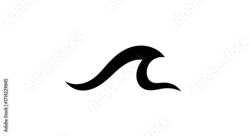 Simple black wave illustration representing ocean water movement and energy.