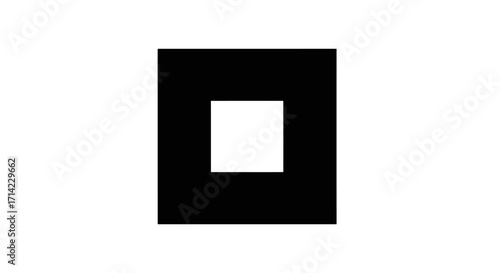 Geometric Black Square With Central White Square Frame.