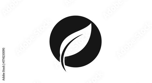 Simple leaf design inside a circle logo.