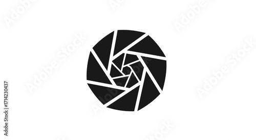 Abstract black and white camera lens aperture design for photography.