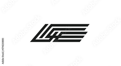 Abstract monogram design stylized letters L and Y and E overlapping lines modern logo.