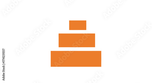 Simple stacked orange geometric shapes forming a pyramid structure.