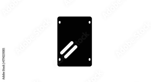 Minimalist black mirror icon with reflection lines.