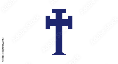 Blue Cross of Lorraine on a white background.