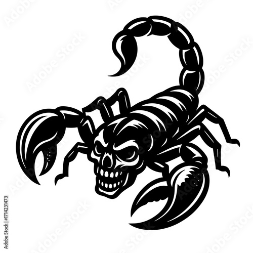Fierce Scorpion – Bold Black and White Venomous Insect Vector Illustration
