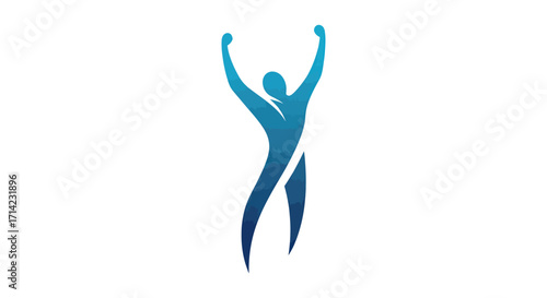 Silhouette of a person with arms raised in celebration.