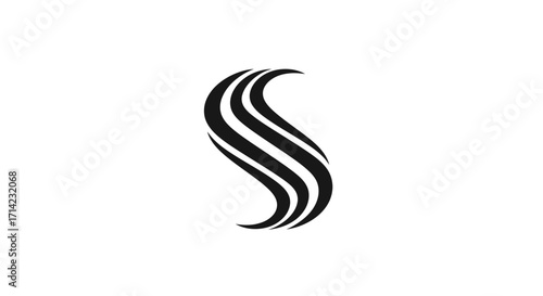 Stylized letter S logo mark with dynamic wave shapes.