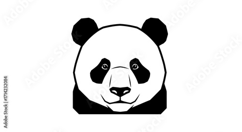 Simple black and white illustration of a giant panda face.