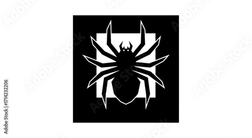 Black spider silhouette on a white square background.
