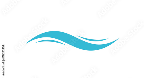 Stylized Blue Wave Design: Minimalist Aquatic Symbol.