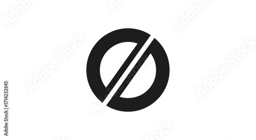 Black circle with a diagonal line through it representing a no or forbidden symbol.