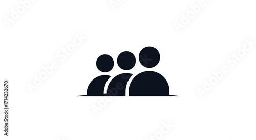Group of people three figures standing in a row simple illustration social gathering community.