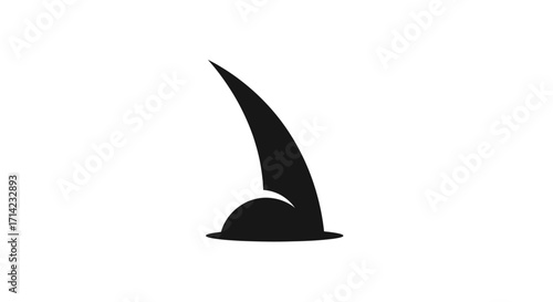 Minimalist black shark fin emerging from water simple vector illustration.