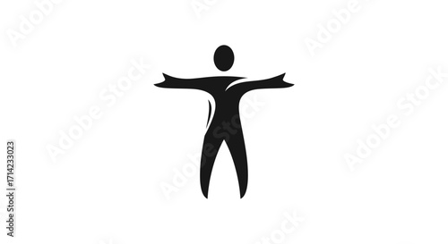 Silhouette of a person with arms outstretched representing freedom and joy.