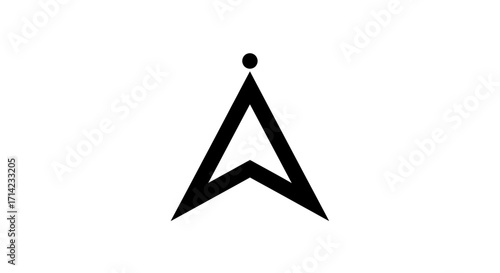 Black arrowhead pointing upwards simple design.