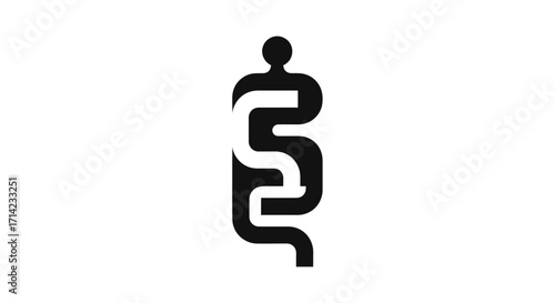 Abstract human figure logo design representing connection and growth in a unique way.