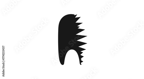 Profile view of a stylized porcupine head focused on the quills simple silhouette design black and white image unique and artistic illustration.