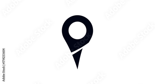 Minimalist black map pin icon for location services.