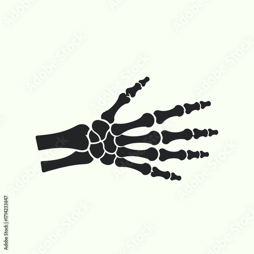 Silhouette illustration of a human hand's skeletal structure.