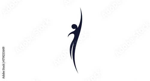 Abstract human silhouette in dynamic pose reaching upwards symbolizing achievement and freedom.