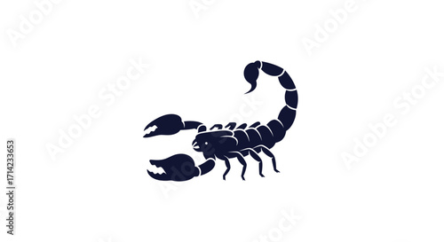 Dark scorpion silhouette isolated on white background ready to strike dangerous.