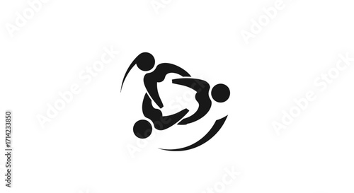 Canvas Print Ubuntu logo with three abstract figures forming a circle symbolizing community and connection