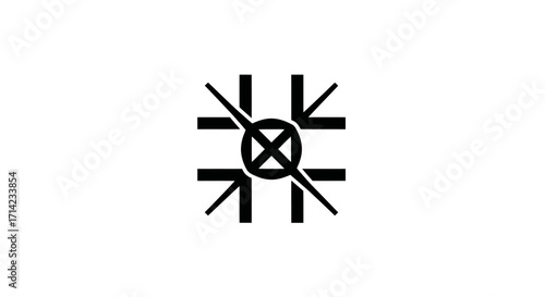 Abstract symbol representing intersection and focus with arrows and lines.