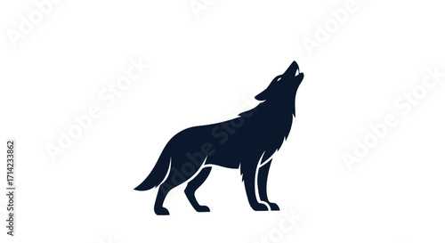Dark silhouette of a wolf howling upwards.