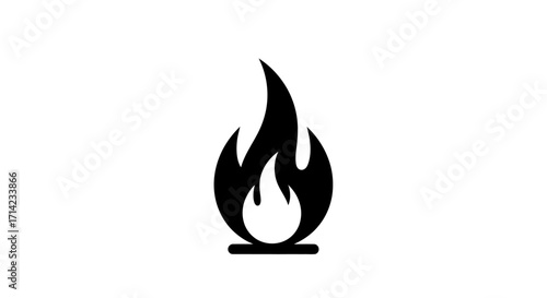 Simple black fire flame icon vector graphic symbol.