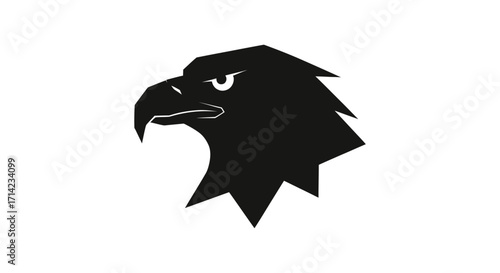 Stylized black eagle head silhouette vector icon.