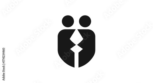 Abstract symbol of two people embracing each other in unity and support.