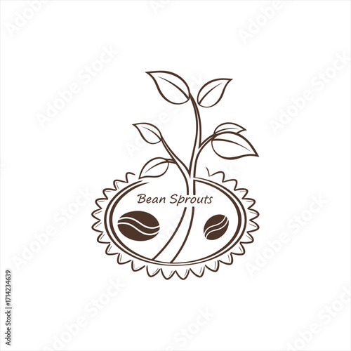 Coffee bean sprouts growing logo design