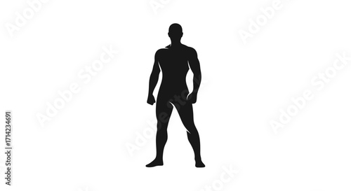 Silhouette of a Muscular Man Standing Tall and Confident.
