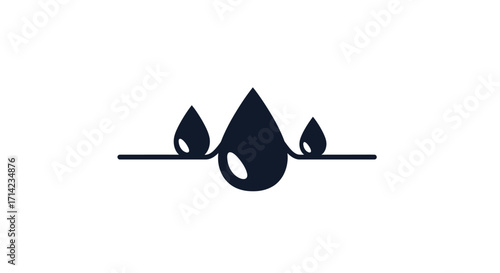 Three Water Drops on a Horizontal Line.