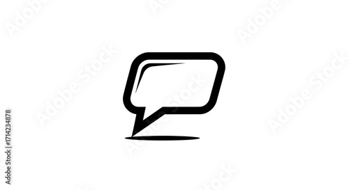Black and White Speech Bubble Icon with Tail.