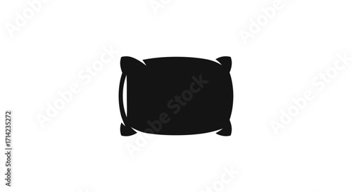 Simple black pillow silhouette icon for rest and comfort.