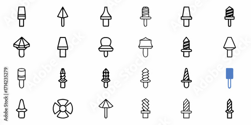 Illustration showcasing an assortment of various drill bits and tool attachments in a structured layout