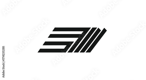Abstract black and white geometric logo design with parallel lines.