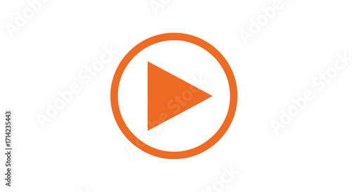 Orange play button icon symbol for media playback and video start.