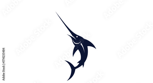 Elegant Silhouette of a Swordfish Leaping Upward.