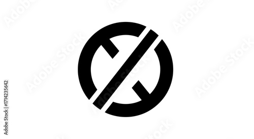Free Download Abstract Black and White Symbol with Circle and Diagonal Line. - GFXLoad