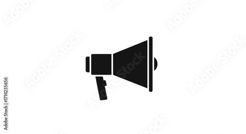 Black megaphone icon representing announcement communication and public speaking sound amplification symbol.
