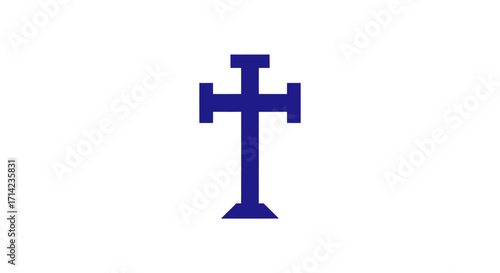Blue Cross Symbol on White Background.