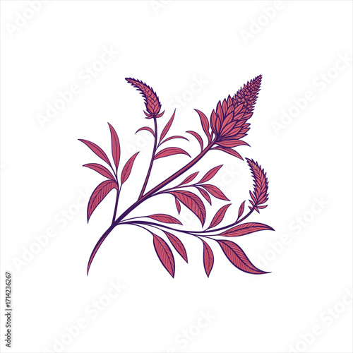 Wallpaper Mural Stylized floral illustration with purple stems and pink flowers Torontodigital.ca