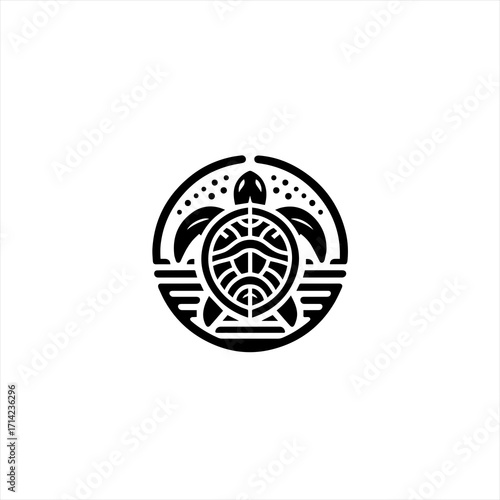 Wallpaper Mural Stylized black turtle emblem with circular design elements Torontodigital.ca